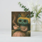 Carte Postale Joli chat avec un café (Debout devant)