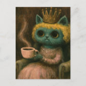 Carte Postale Joli chat avec un café (Devant)