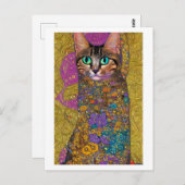 Carte Postale Joli chat - dans le style de Klimt (Devant / Derrière)
