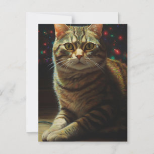 Carte Postale Joli Chat de Noël
