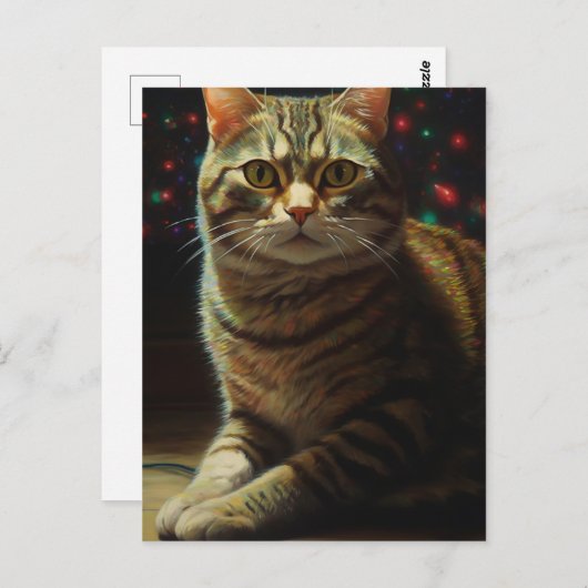 Carte Postale Joli Chat de Noël (Devant / Derrière)