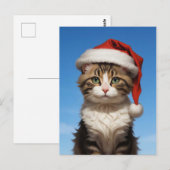 Carte Postale joli chat de Noël (Devant / Derrière)