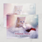 Carte Postale Joli Chat de Noël Merci (Devant / Derrière)