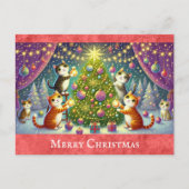 Carte Postale Joli chat en caricature Chat Kitten Joyeux Noël (Devant)