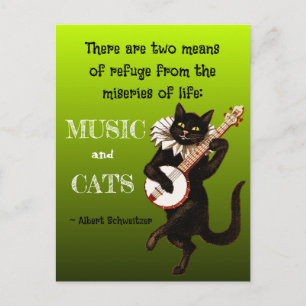 Carte Postale Joli chat musical Deux moyens de refuge Schweitzer