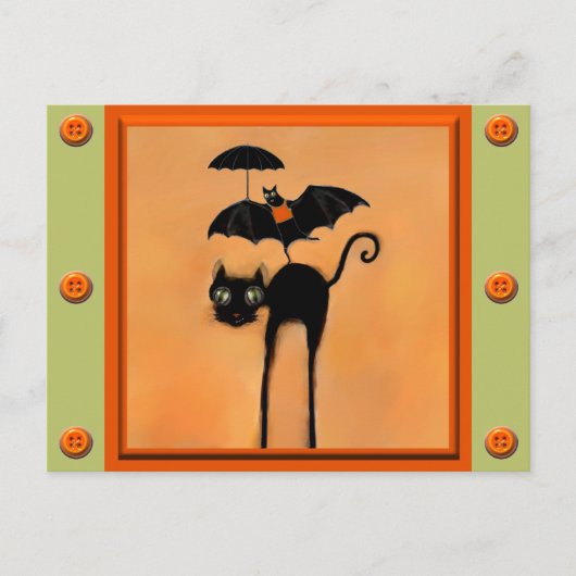 Carte Postale Joli chat noir d'Halloween (Devant)