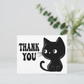 Carte Postale Joli Chat Noir Petit Chat Merci (Debout devant)