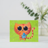 Carte Postale Joli Chat Orange avec Étoile (Debout devant)