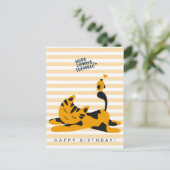 Carte Postale Joli Chat Roux - Anniversaire Enfants (Debout devant)
