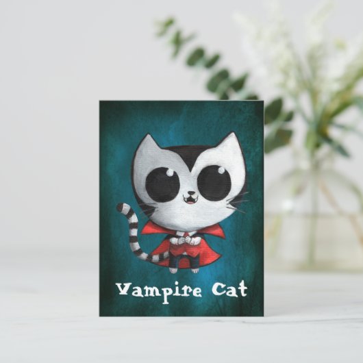 Carte Postale Joli Chat Vampire (Debout devant)