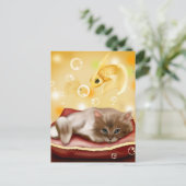 Carte Postale Joli chaton animé rêvant (Debout devant)