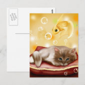 Carte Postale Joli chaton animé rêvant (Devant / Derrière)