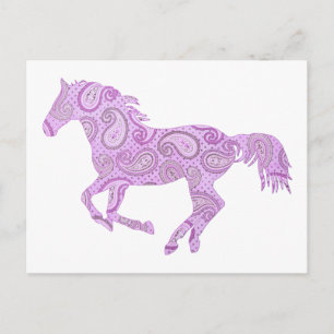 Carte Postale Joli cheval à motifs paisley violet