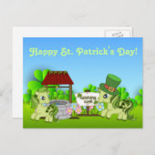 Carte Postale Joli cheval de la Saint Patrick Shamrock Ponies (Devant / Derrière)
