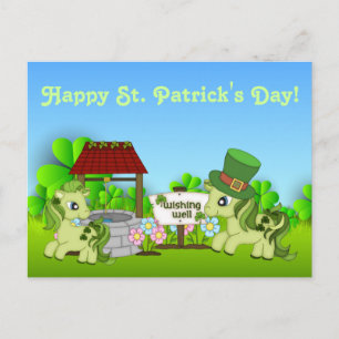 Carte Postale Joli cheval de la Saint Patrick Shamrock Ponies