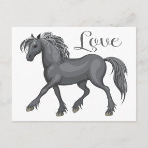 Carte Postale Joli cheval poney équestre Bonjour, Amour, Tu me m