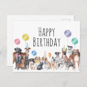 Carte Postale Joli chien coloré joyeux anniversaire (Devant / Derrière)