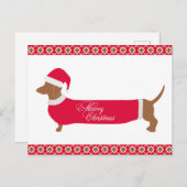 Carte Postale Joli chien de Noël Dachshund (Devant / Derrière)