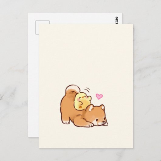 Carte Postale Joli Chien et Poussin (Devant / Derrière)