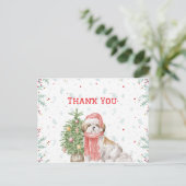 Carte Postale Joli chien Shihtzu bonnet de Père Noël Noël Merci (Debout devant)
