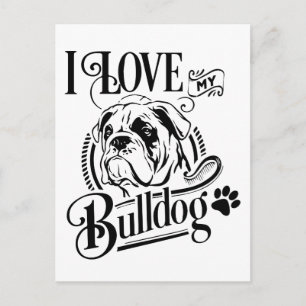 Carte Postale Joli chiot bouledogue Bonjour Pensées pour toi Amo