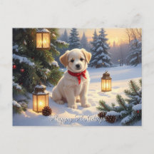 Joli chiot dans la neige