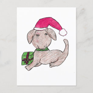 Carte Postale Joli chiot de Noël
