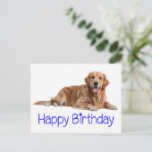 Carte Postale Joli chiot Retriever doré Joyeux Anniversaire (Debout devant)