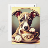 Carte Postale Joli chiot Whippet (Devant / Derrière)