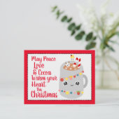 Carte Postale Joli chocolat chaud kawaii rouge dessin animé de N (Debout devant)