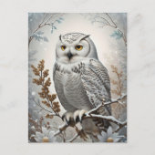 Carte Postale Joli Chouette blanche neige hiver (Devant)