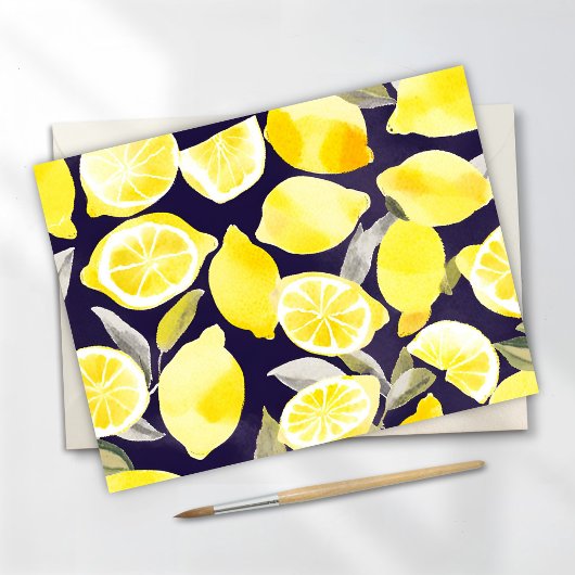 Carte Postale Joli citron jaune | Aquarelle mignonne