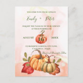 Carte Postale Joli Citrouille automne Feuilles Monogram Mariage (Devant)