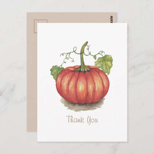 Carte Postale Joli Citrouille Avec Vins En Aquarelle (Devant / Derrière)