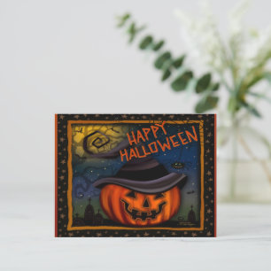 Carte Postale Joli Citrouille de Jack O Lantern Fantomatique Hal