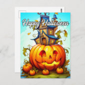 Carte Postale Joli Citrouille d'Halloween (Devant / Derrière)