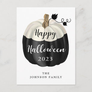 Carte Postale Joli Citrouille Noir Et Blanc Joyeux Halloween