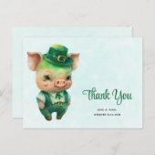 Carte Postale Joli Cochon de Conte de Fée Vert en Tenue Élégante (Devant / Derrière)