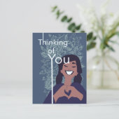 Carte Postale Joli cœur amour motif floral en pensant à vous (Debout devant)