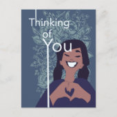 Carte Postale Joli cœur amour motif floral en pensant à vous (Devant)