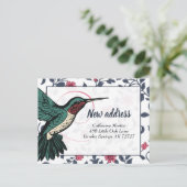 Carte Postale Joli colibri et vignes à fleurs roses Nouvelle adr (Debout devant)