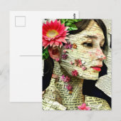 Carte Postale Joli collage d'art féminin (Devant / Derrière)