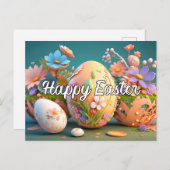 Carte Postale Joli Collage de Pâques Festive Coloré (Devant / Derrière)