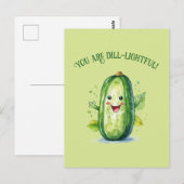 Carte Postale Joli concombre de bande dessinée verte (Devant / Derrière)