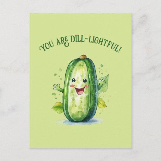 Carte Postale Joli concombre de bande dessinée verte (Devant)