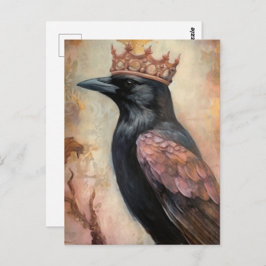 Carte Postale Joli corbeau dans une couronne (Devant / Derrière)