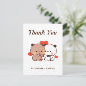 Carte Postale Joli couple de dessins animés, Kawaii Bear & Panda (Debout devant)