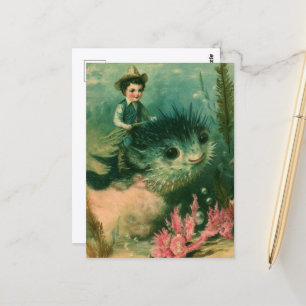Carte Postale Joli cowboy poisson-globe mignon