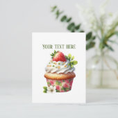 Carte Postale Joli cupcake aux fraises ajouter un message nom de (Debout devant)