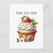 Carte Postale Joli cupcake aux fraises ajouter un message nom de (Devant)